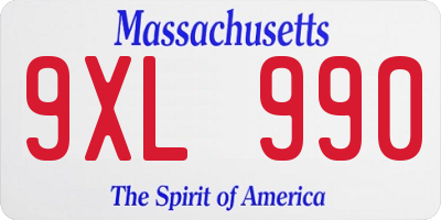MA license plate 9XL990