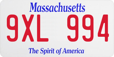 MA license plate 9XL994