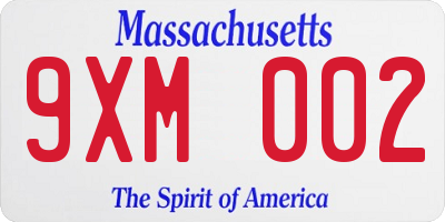 MA license plate 9XM002