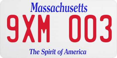 MA license plate 9XM003