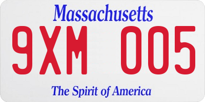 MA license plate 9XM005