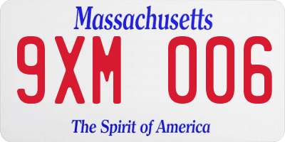 MA license plate 9XM006