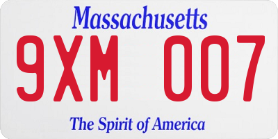 MA license plate 9XM007