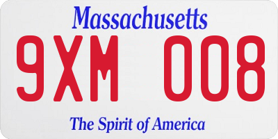 MA license plate 9XM008