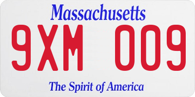 MA license plate 9XM009