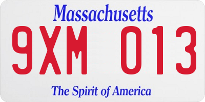 MA license plate 9XM013