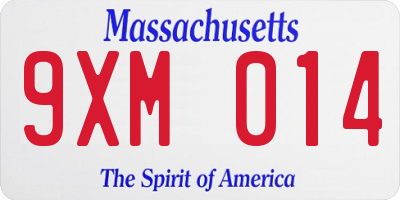 MA license plate 9XM014