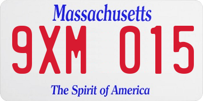 MA license plate 9XM015