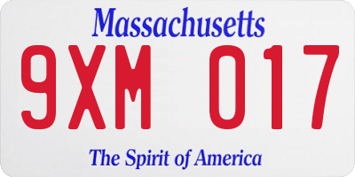 MA license plate 9XM017