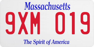 MA license plate 9XM019
