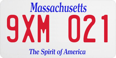 MA license plate 9XM021