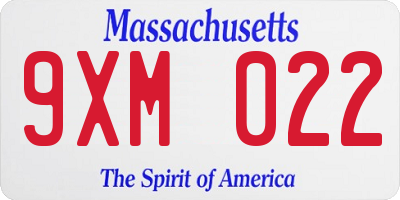 MA license plate 9XM022