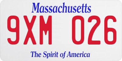 MA license plate 9XM026