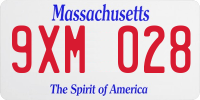 MA license plate 9XM028