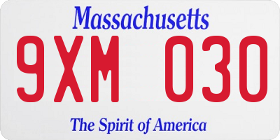 MA license plate 9XM030