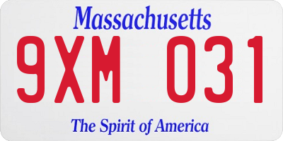 MA license plate 9XM031