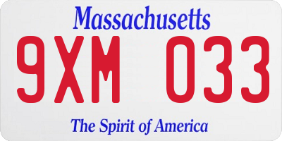 MA license plate 9XM033