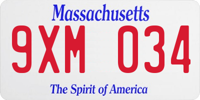 MA license plate 9XM034
