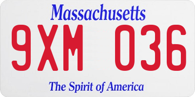 MA license plate 9XM036