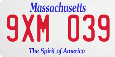 MA license plate 9XM039