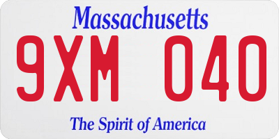 MA license plate 9XM040