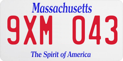 MA license plate 9XM043