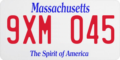 MA license plate 9XM045