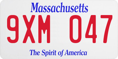 MA license plate 9XM047