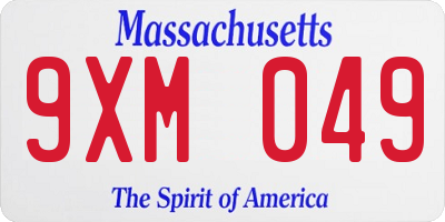 MA license plate 9XM049