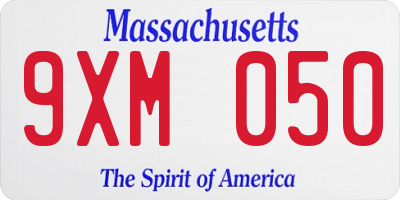 MA license plate 9XM050