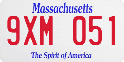 MA license plate 9XM051