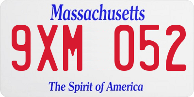 MA license plate 9XM052