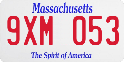MA license plate 9XM053