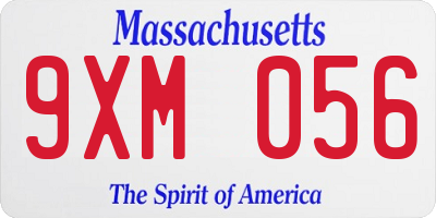 MA license plate 9XM056