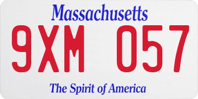 MA license plate 9XM057