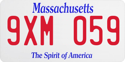 MA license plate 9XM059