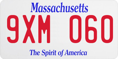 MA license plate 9XM060