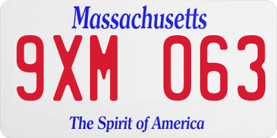 MA license plate 9XM063