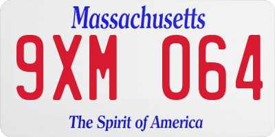 MA license plate 9XM064