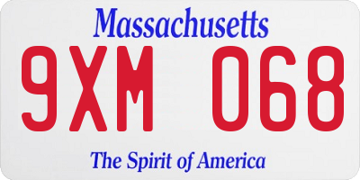 MA license plate 9XM068
