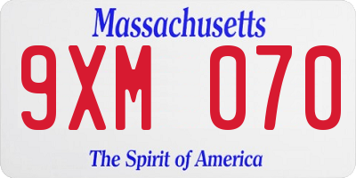 MA license plate 9XM070