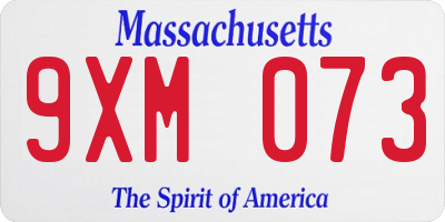MA license plate 9XM073