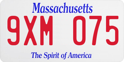 MA license plate 9XM075