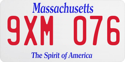 MA license plate 9XM076
