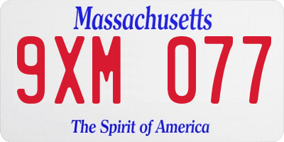MA license plate 9XM077