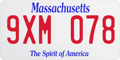 MA license plate 9XM078