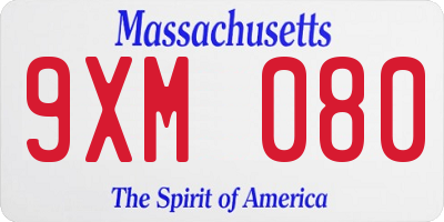 MA license plate 9XM080