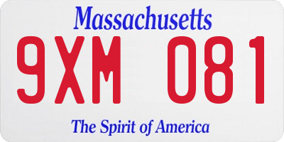 MA license plate 9XM081