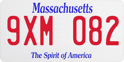 MA license plate 9XM082