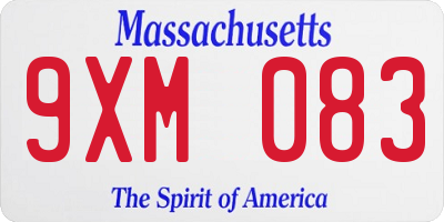 MA license plate 9XM083